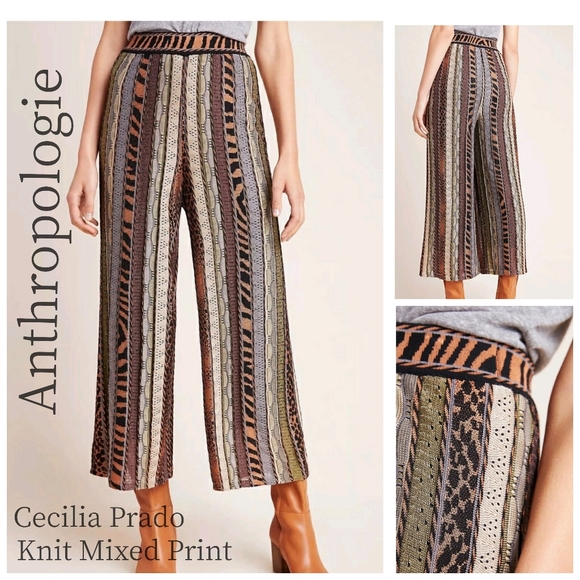 ✨Anthropologie✨ Cecilia Prado Knit Mixed Print Pants - Picture 1 of 8